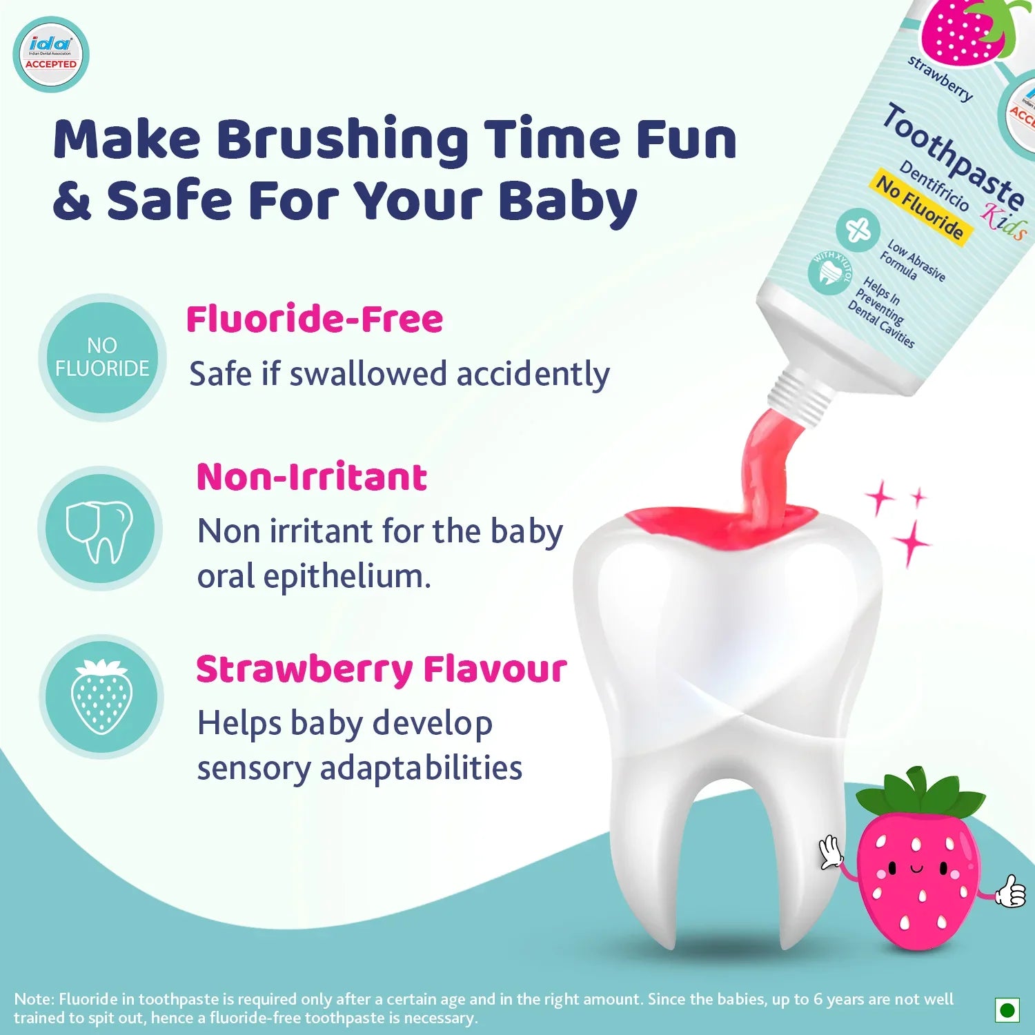 Chicco Strawberry Toothpaste 12M to 6Y 50 g Pack of 2