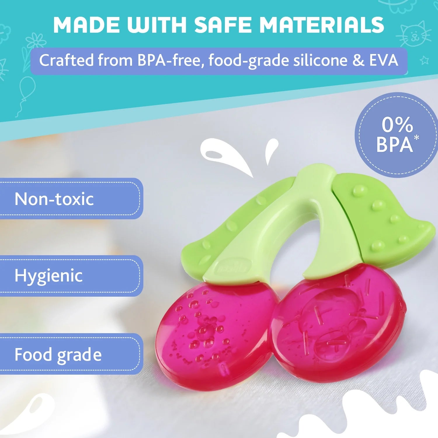 Chicco Teether Refreshing Cherry Pink 4M+ 1Pc