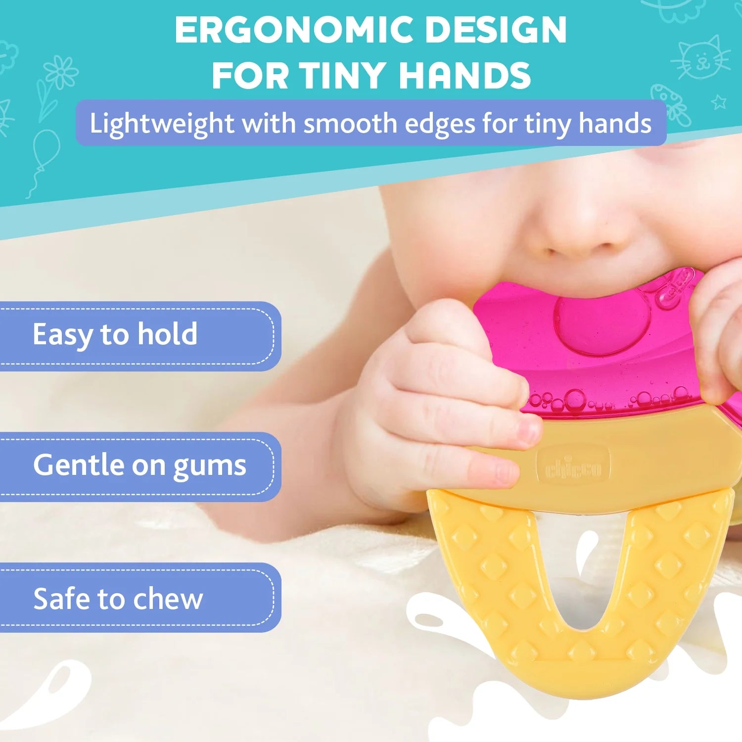 Chicco Teether Refreshing Ice Cream Pink 4M+ 1Pc