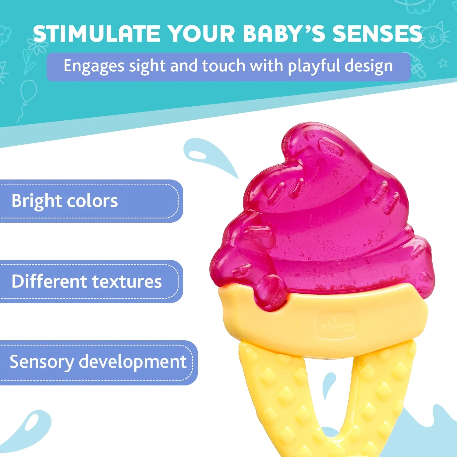 Chicco Teether Refreshing Ice Cream Pink 4M+ 1Pc