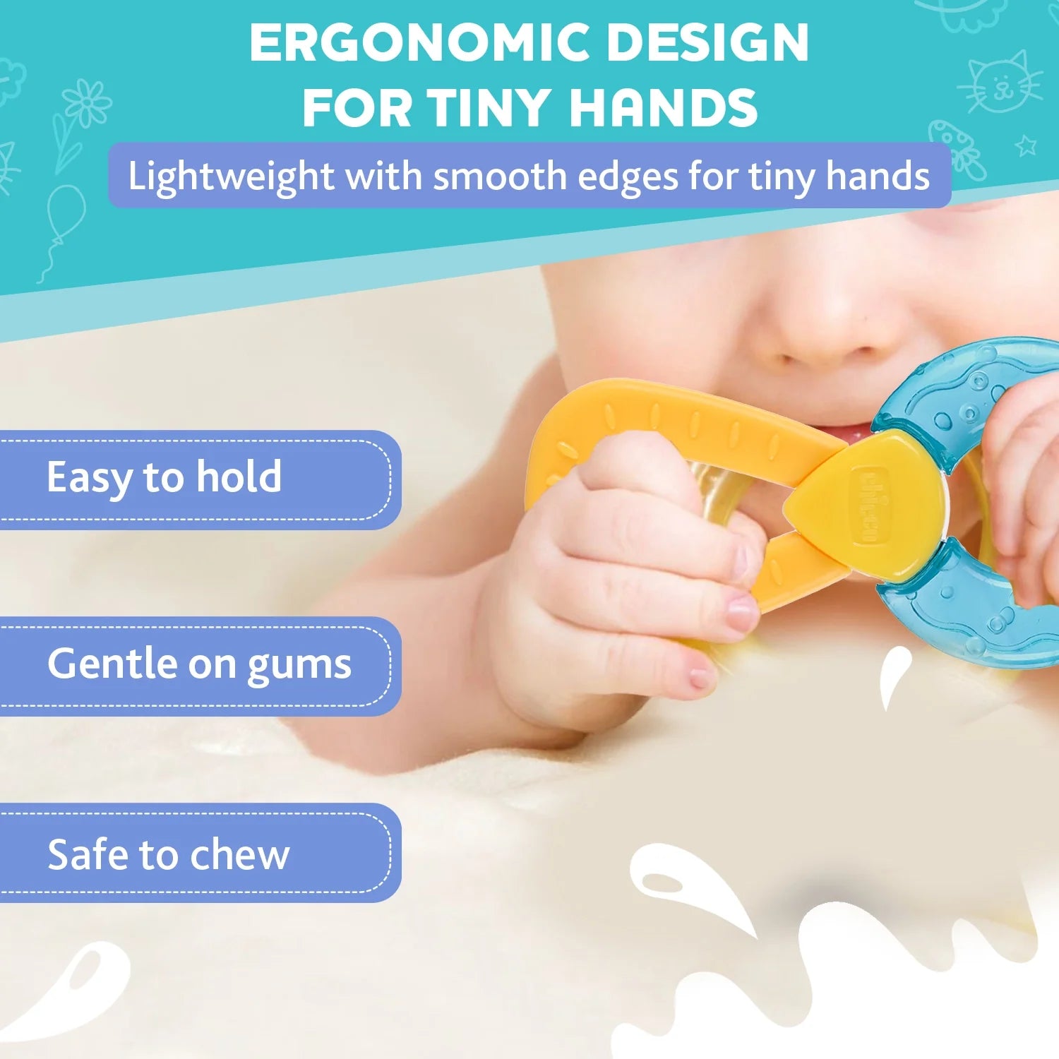 Chicco Teether Refreshing Ring Handle Blue 4M+ 1Pc