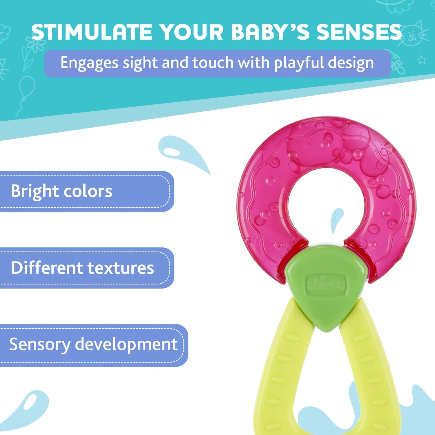 Chicco Teether Refreshing Ring Handle Pink 4M+ 1Pc