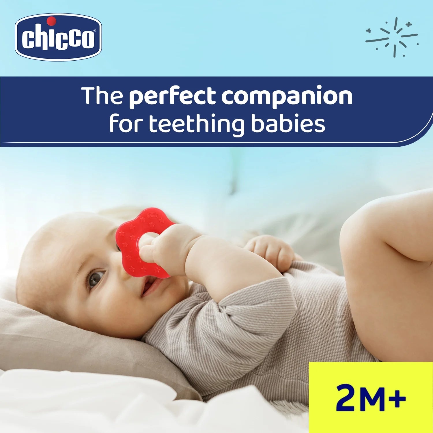 Chicco Teether Supersoft Star 2M+ 2Pc Red & Green