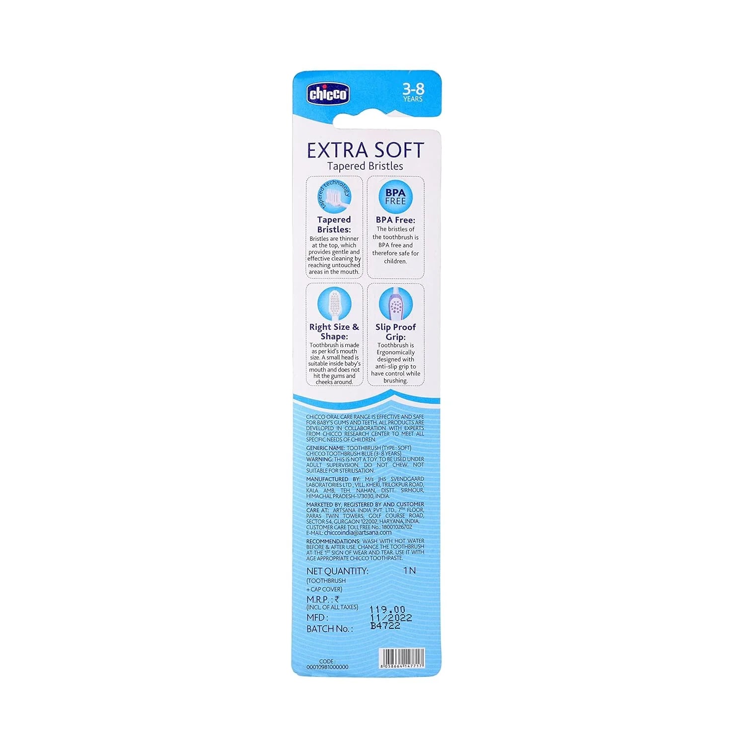 Chicco Toothbrush Blue 3Y to 8Y
