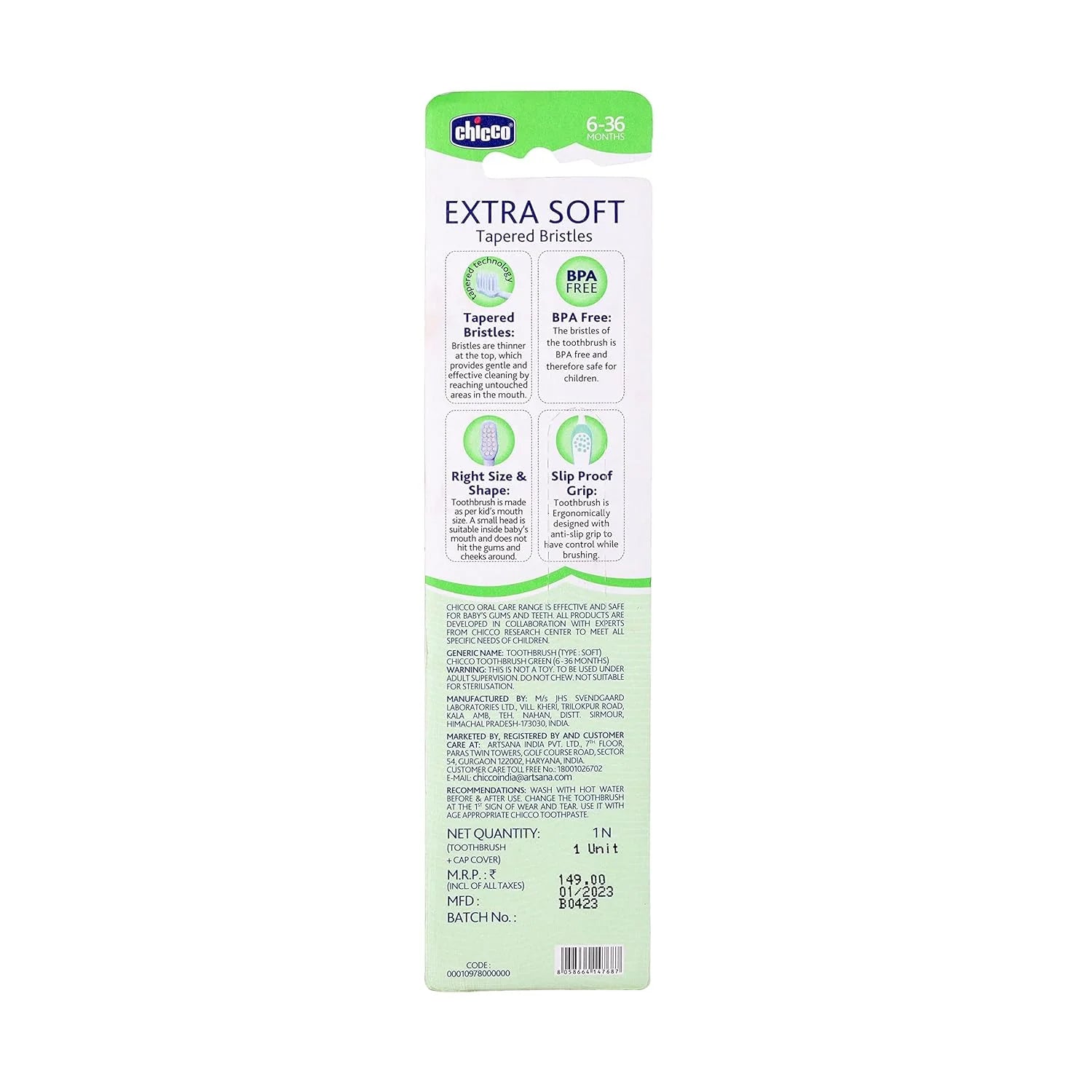 Chicco Toothbrush Green 6M to 36M