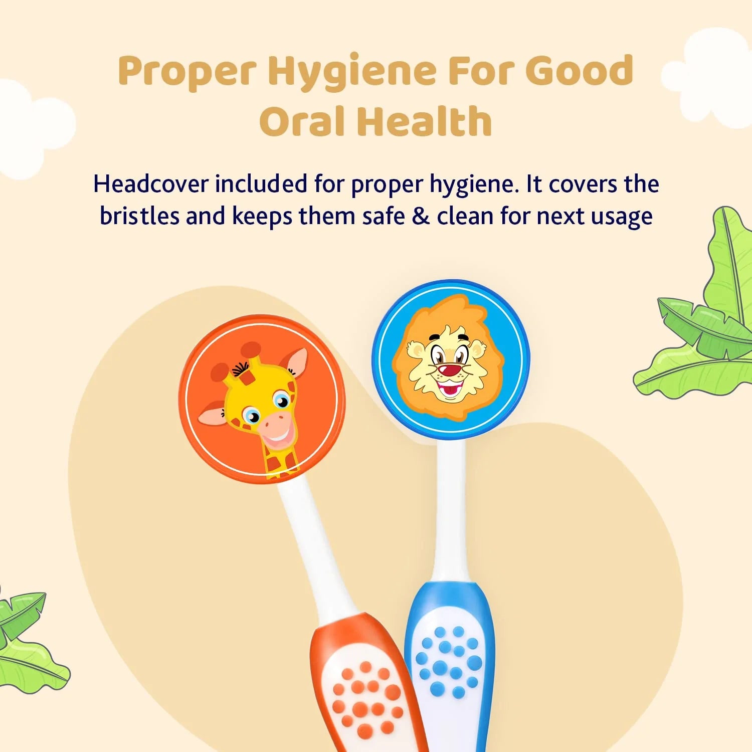 Chicco Toothbrush Set 3Y to 8Y Blue and Orange Pack of 2
