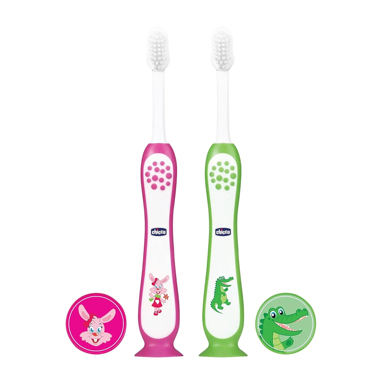 Chicco Toothbrush Set 3Y to 8Y Pink and Green Pack of 2