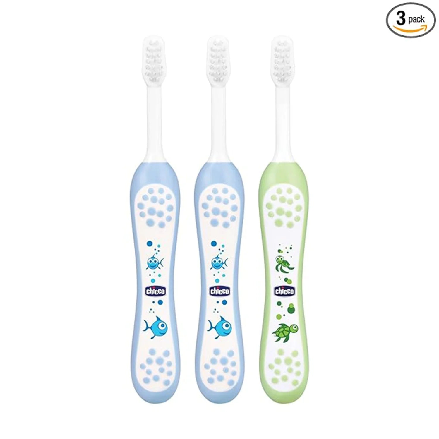 Chicco Toothbrush Set 6M to 36M Blue & Green Pack of 3