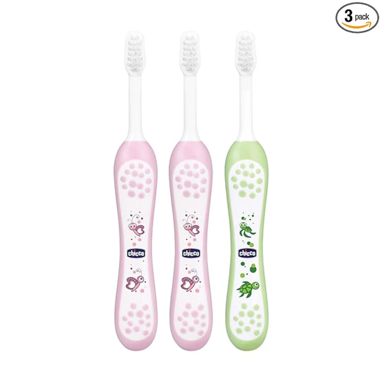 Chicco Toothbrush Set 6M to 36M Pink & Green Pack of 3