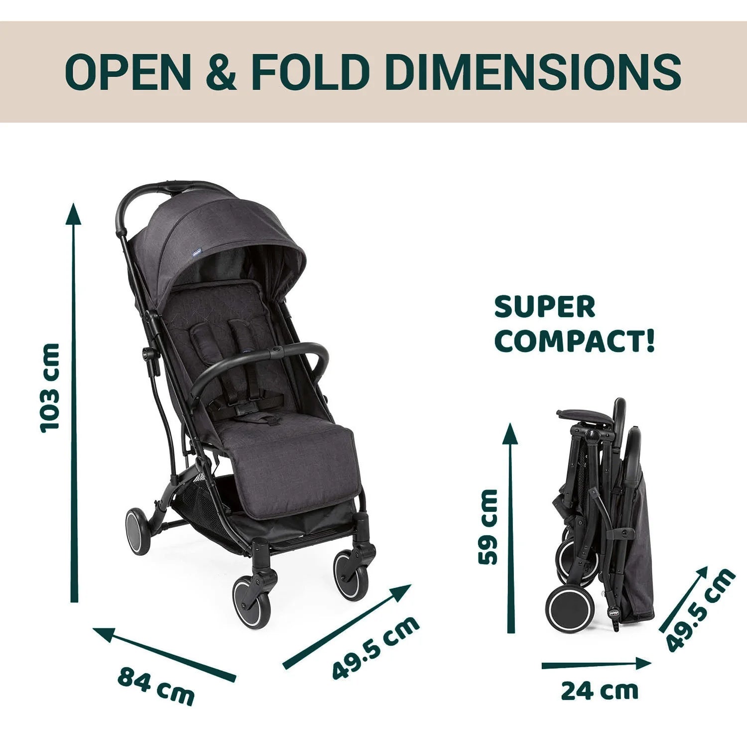 chicco TrolleyMe Stroller Stone