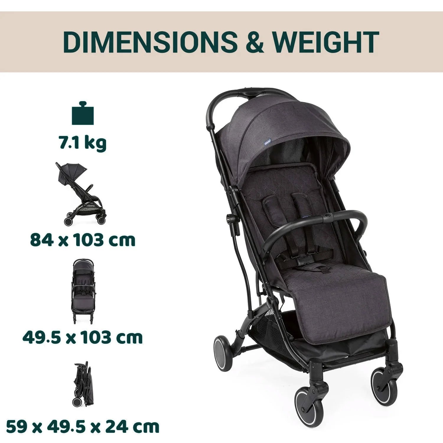 chicco TrolleyMe Stroller Stone