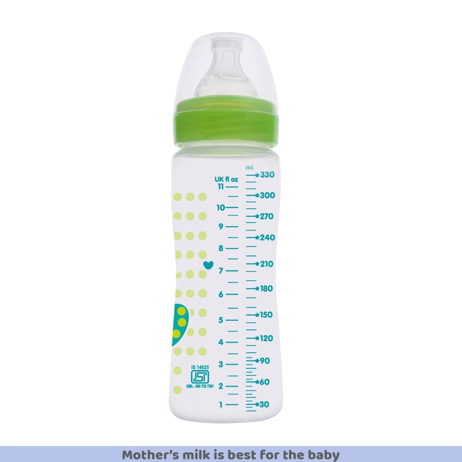 Chicco Well Being Fast Flow Baby Bottle 330ml  6M+ Green