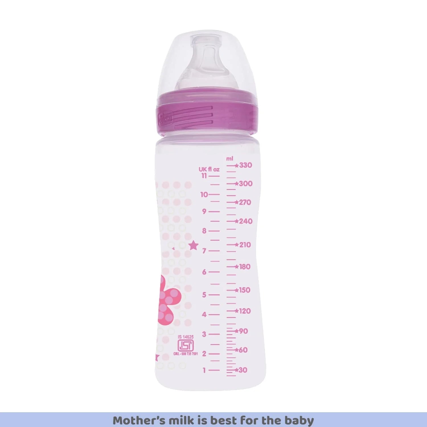 Chicco Well Being Fast Flow Baby Bottle 330ml 6M+ Pink