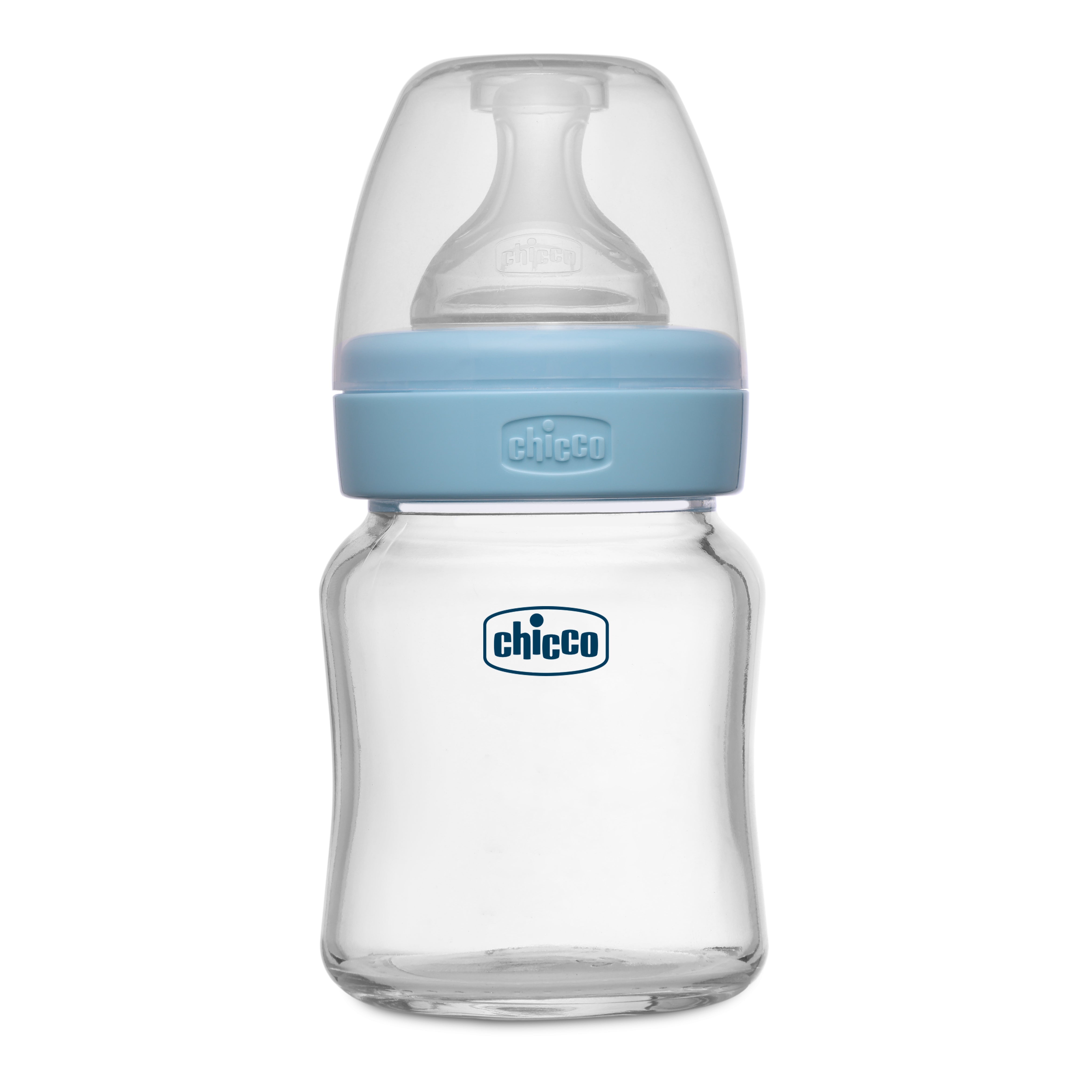 Chicco Well Being Glass Feeding Bottle 120ml  Blue Slow Flow 0M+
