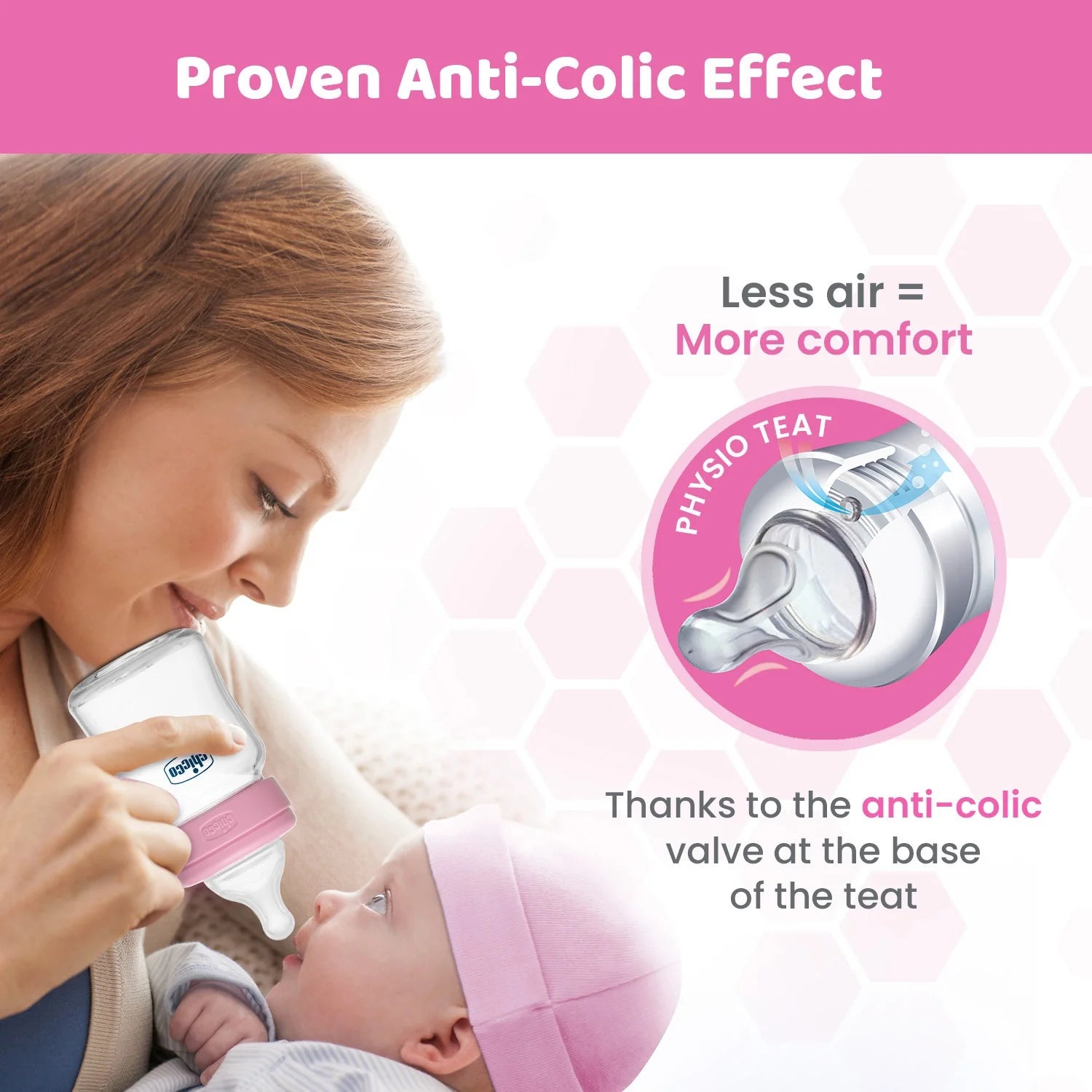 Chicco Well Being Glass Feeding Bottle 120ml  Pink Slow Flow 0M+