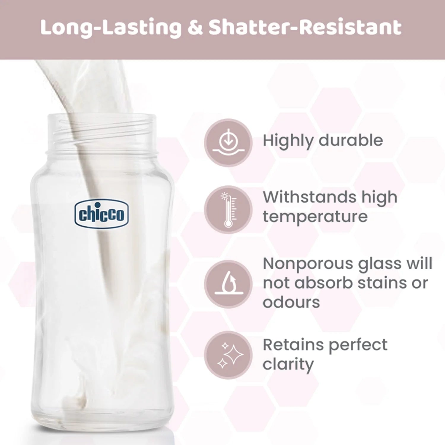 Chicco Well Being Glass Feeding Bottle 240ml Neutral Medium Flow 2M+