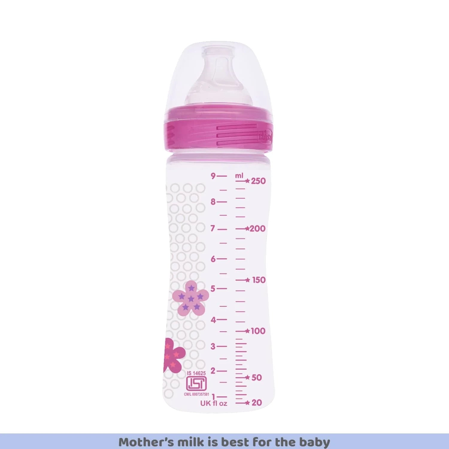 Chicco Well Being Medium Flow Baby Bottle 250ml 2M+ Pink