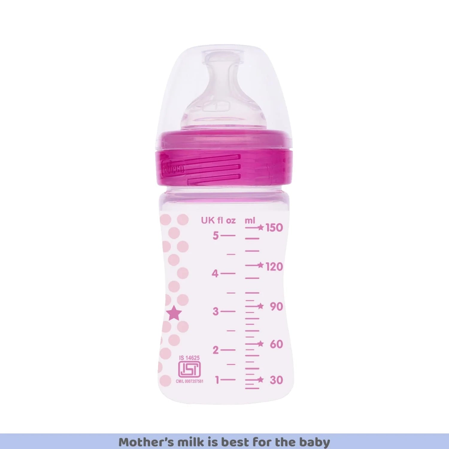 Chicco Well Being Slow Flow Baby Bottle 150ml 0M+ Pink