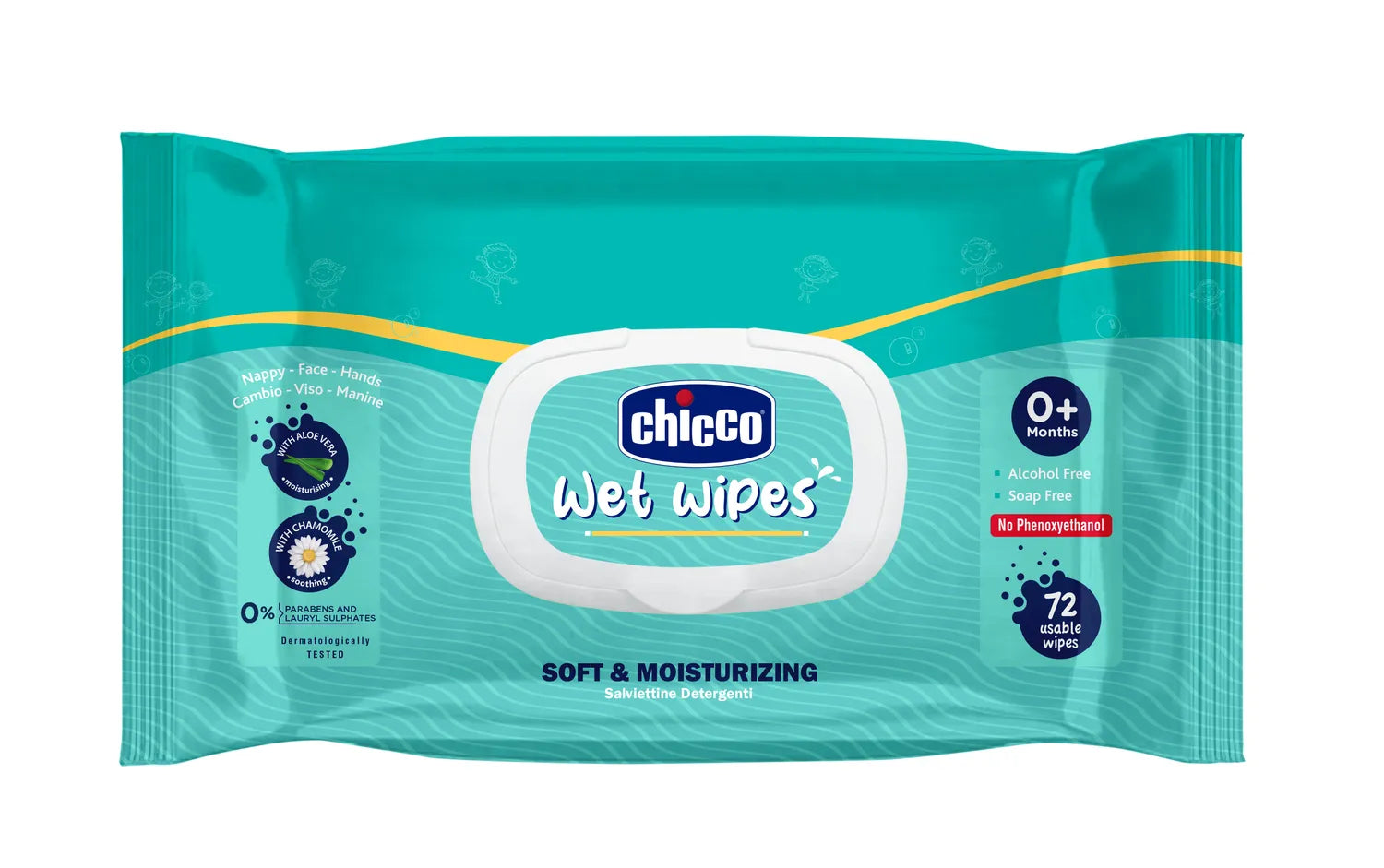Chicco Wet Wipes Fliptop Pack of 1 72 Pcs