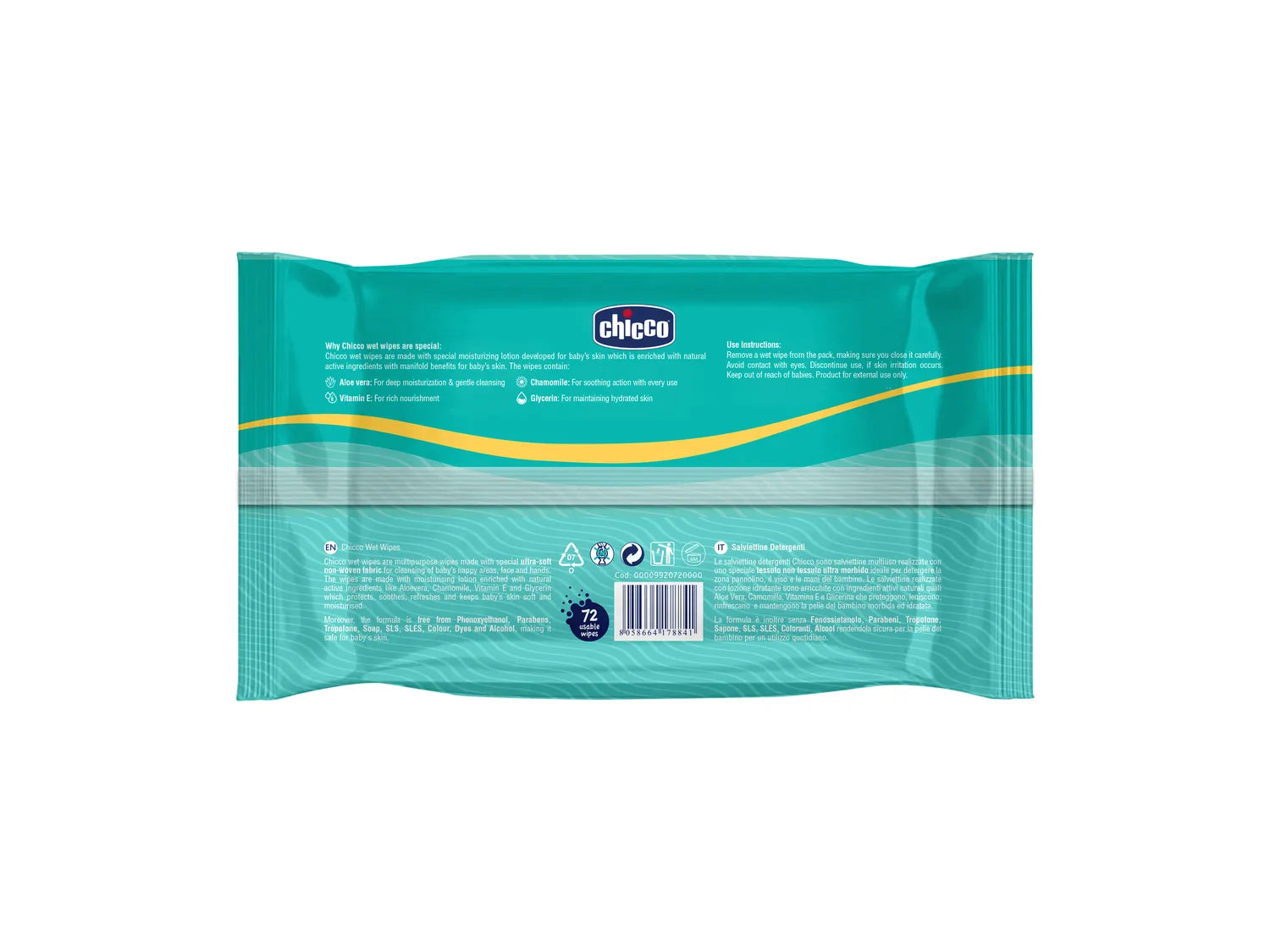 Chicco Wet Wipes Fliptop Pack of 1 72 Pcs