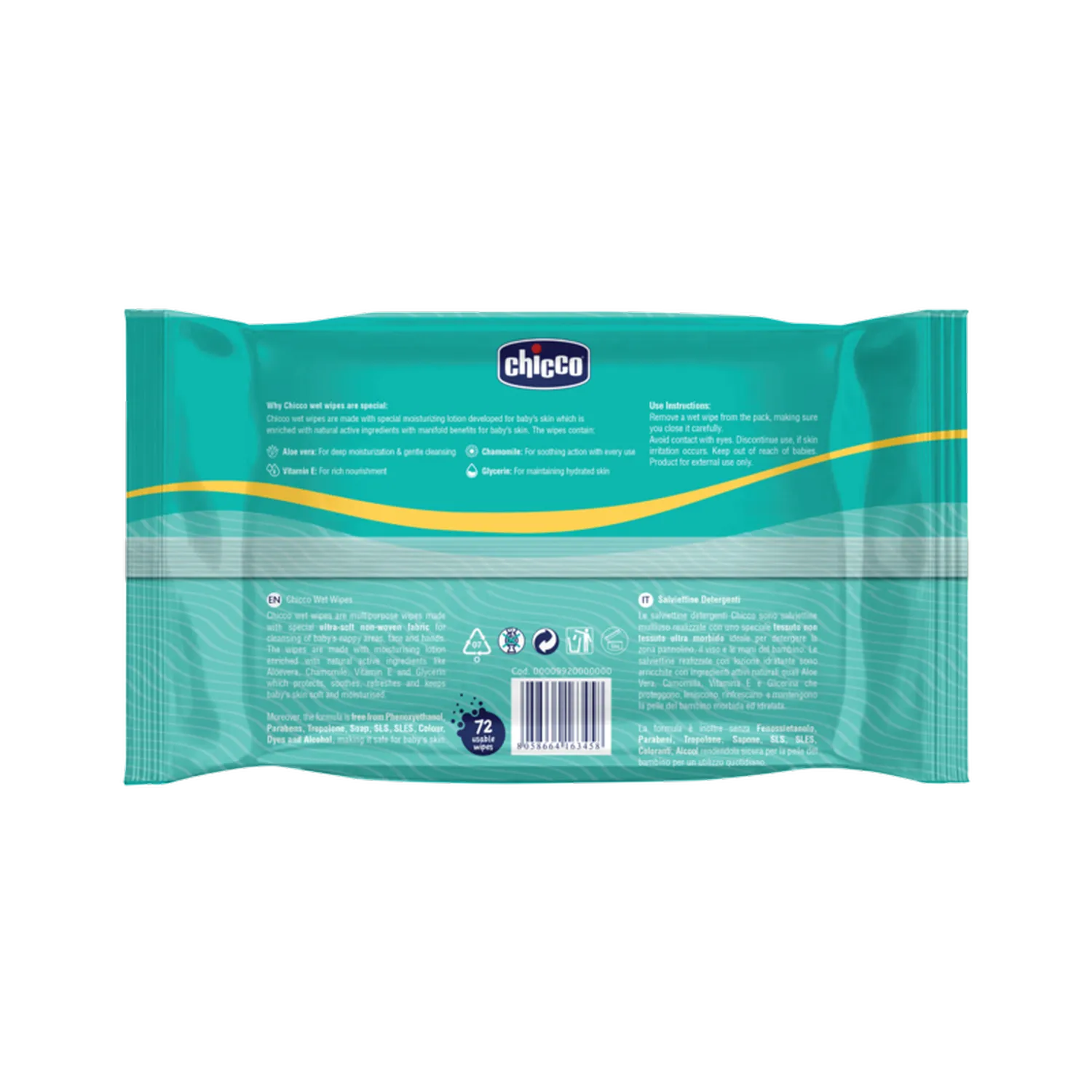 Chicco Wet Wipes Sticker Pack of 1  72 Pcs