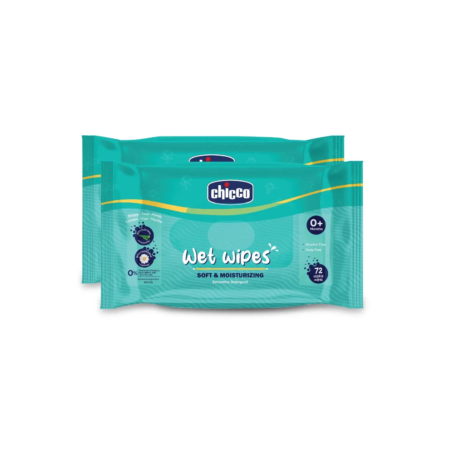 Chicco Wet Wipes Sticker Pack of 2 144 Pcs