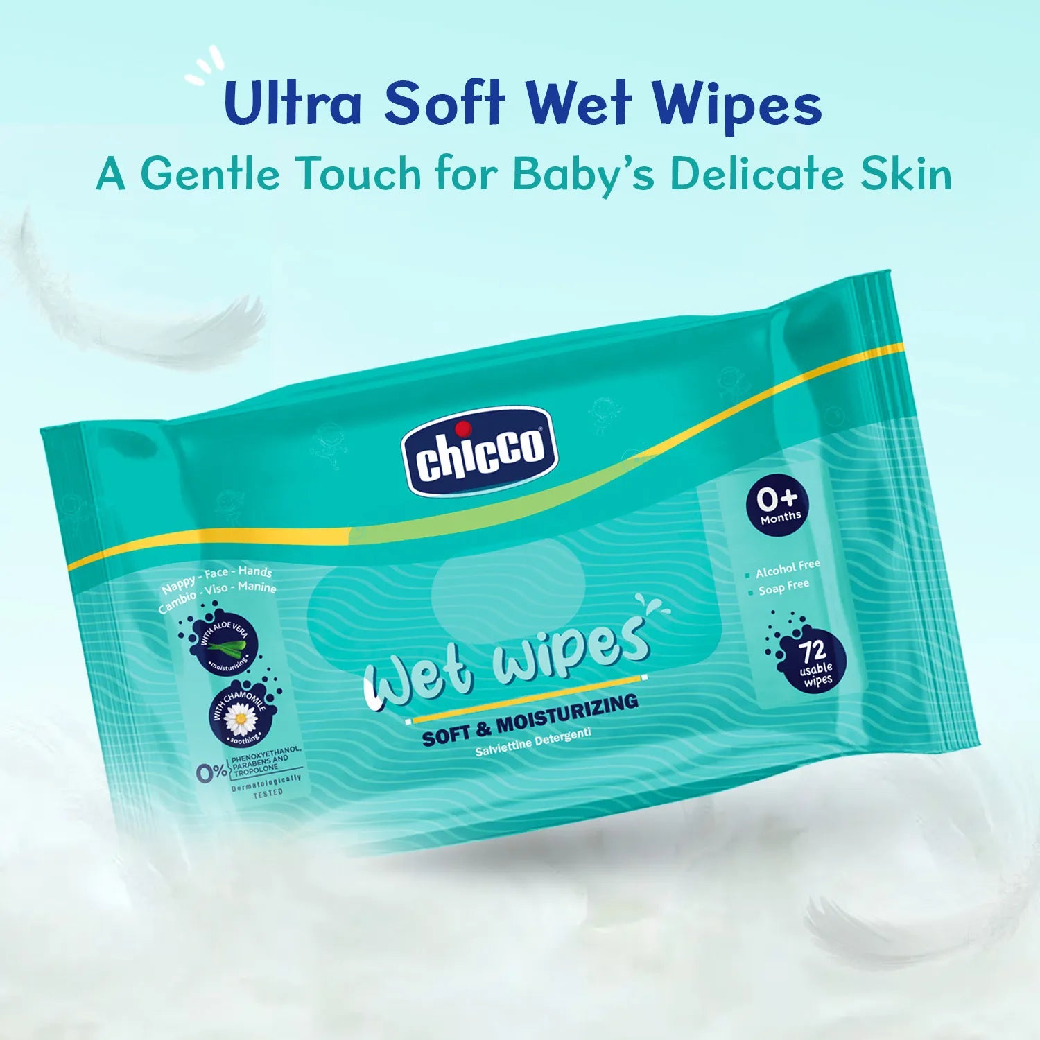 Chicco Wet Wipes Sticker Pack of 3  216 Pcs