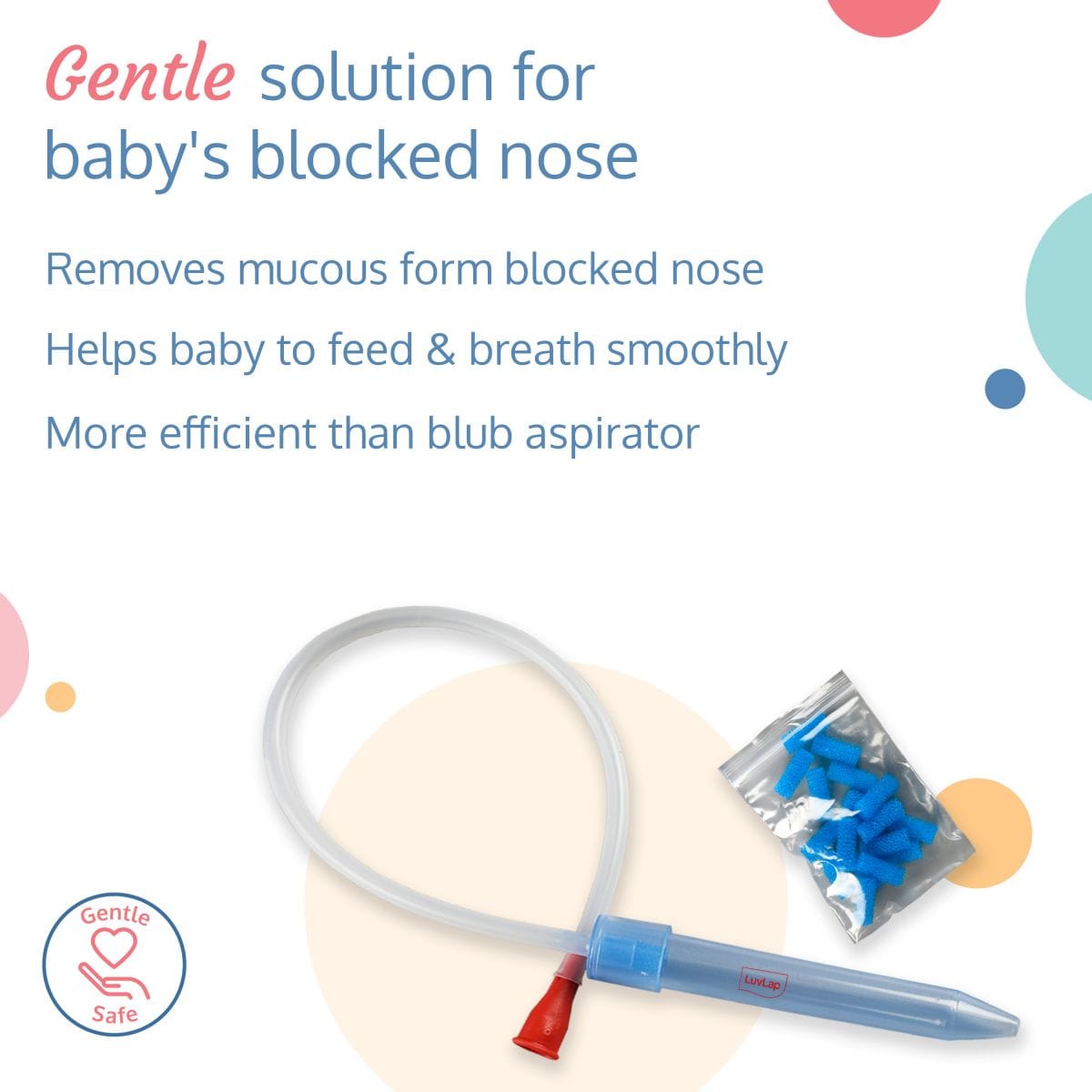 LuvLap Baby Nasal Aspirator 0-5 Years with Snotsucker mechanism (Blue)