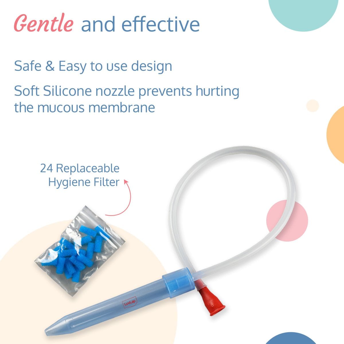 LuvLap Baby Nasal Aspirator 0-5 Years with Snotsucker mechanism (Blue)