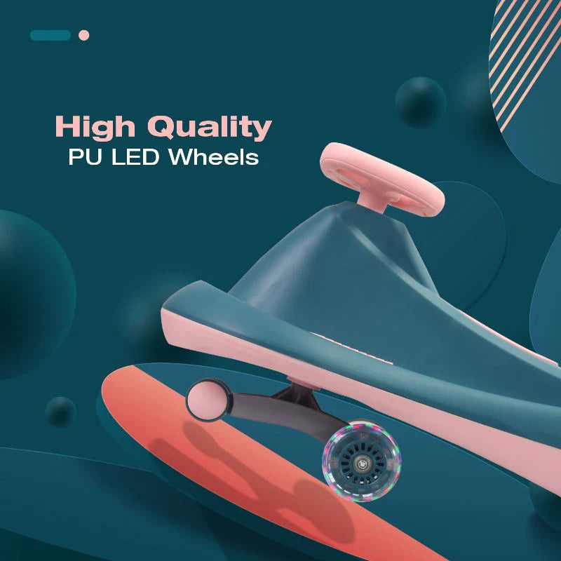 R for Rabbit Iya Iya Drift Swing Car - Inbuilt Music, Scratch Free PU Led Wheels, Up to 125 Kgs Capacity