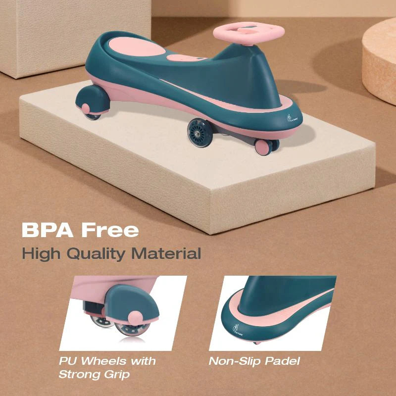 R for Rabbit Iya Iya Drift Swing Car - Inbuilt Music, Scratch Free PU Led Wheels, Up to 125 Kgs Capacity