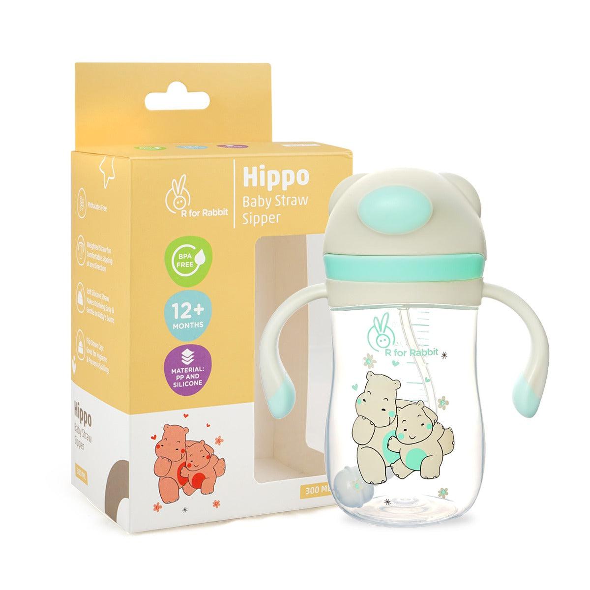 R for Rabbit Hippo Straw Sipper Bottle For Babies 300ml