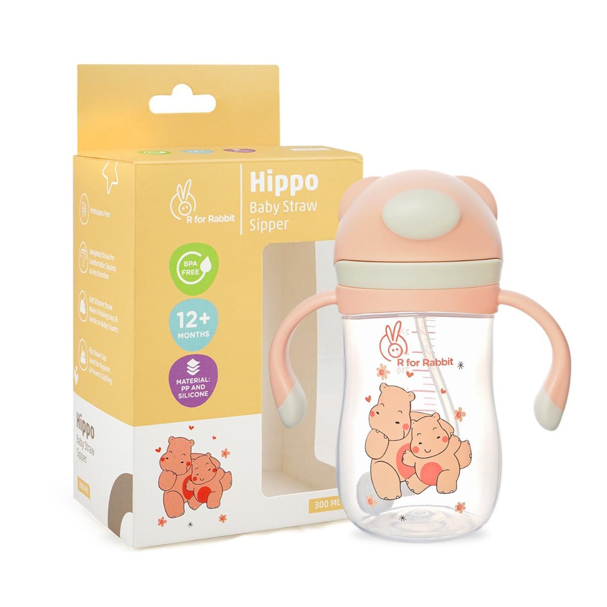 R for Rabbit Hippo Straw Sipper Bottle For Babies 300ml