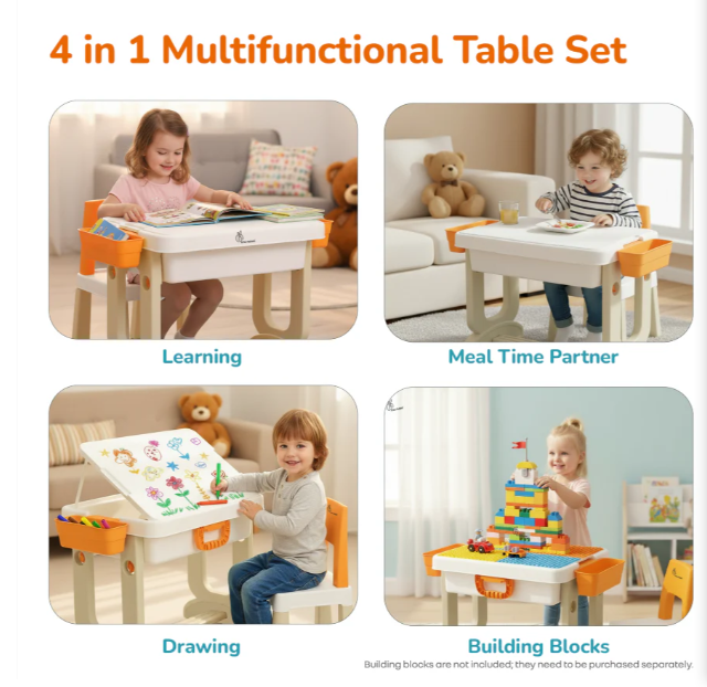 R for Rabbit Little Genius Learner Study Table Set for Kids 4-in-1 Multifunctional Study Table With Portable, Safe & Smart Design