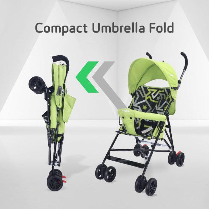 Kiddie Kingdom Buggy Stroller - Fully Adjustable Canopy, Compact Umbrella Fold, Rear Brakes
