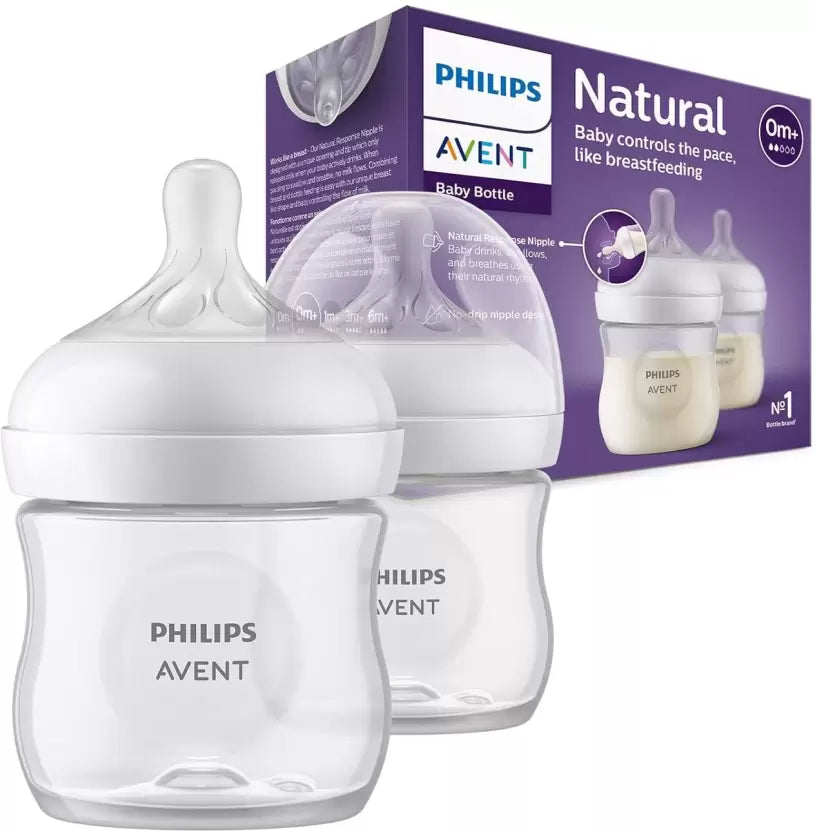 Philips Avent Natural Response Baby Bottle SCY900/02 | 0m+ age | BPA free | Pack of 2 - 125 ml  (White)