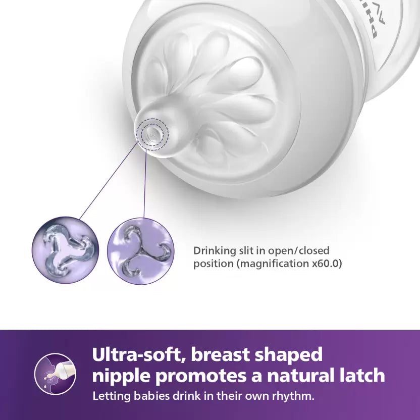 Philips Avent Natural Response Baby Bottle SCY900/02 | 0m+ age | BPA free | Pack of 2 - 125 ml  (White)