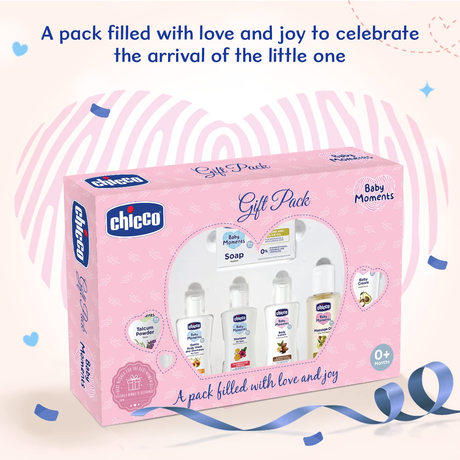 Chicco Baby Moments Caring Set Pink, Gift Set for Babies-5pcs