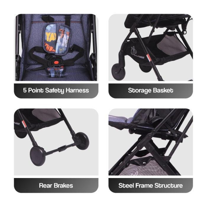 Pocket Stroller Lite - One Hand Fold, Multi Recline, Light Weight, Travel Friendly, Adjustable Canopy, Steel Frame, Link Brake, 0-3 Years
