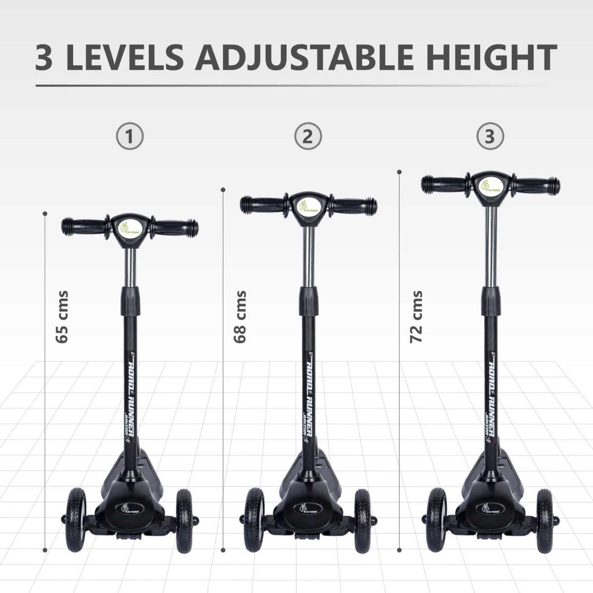 R for Rabbit Road Runner Junior Scooter - 3 Level Height Adjustment, Anti Slip Deck
