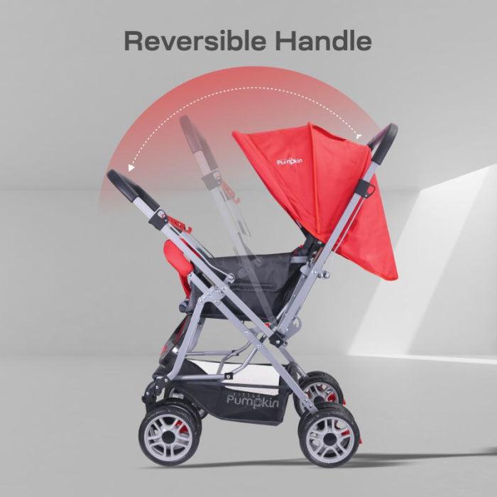 Kiddie Kingdom Stroller - 3 Position Recline, Easy Fold, Reversible Handle, Rear Wheel Brakes