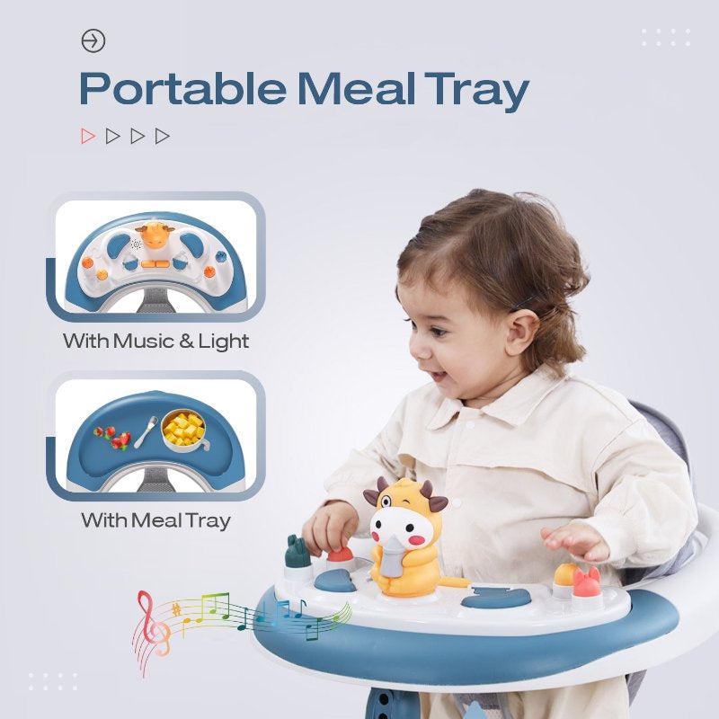 R for Rabbit Little Feet Plus Walker - Detachable Toy Bar/Meal Tray With Music & Light, 3 Level Height/ 4 Level Seat Adjustment, 2-in-1 Walker cum Rocker
