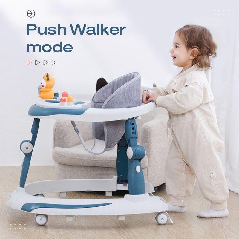 R for Rabbit Little Feet Plus Walker - Detachable Toy Bar/Meal Tray With Music & Light, 3 Level Height/ 4 Level Seat Adjustment, 2-in-1 Walker cum Rocker