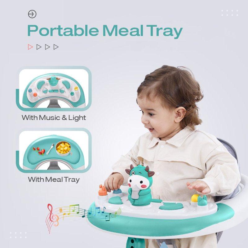 R for Rabbit Little Feet Plus Walker - Detachable Toy Bar/Meal Tray With Music & Light, 3 Level Height/ 4 Level Seat Adjustment, 2-in-1 Walker cum Rocker