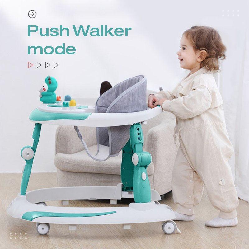 R for Rabbit Little Feet Plus Walker - Detachable Toy Bar/Meal Tray With Music & Light, 3 Level Height/ 4 Level Seat Adjustment, 2-in-1 Walker cum Rocker