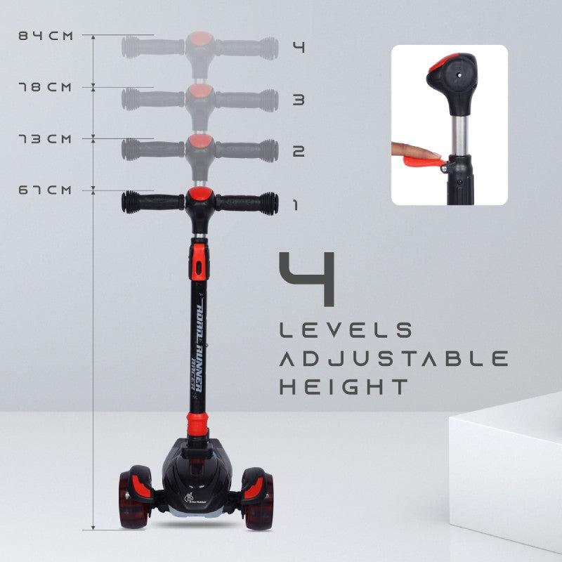R for Rabbit Road Runner Racer Scooter - PU LED Wheels, 4 Level Height Adjustment, Anti Slip Deck