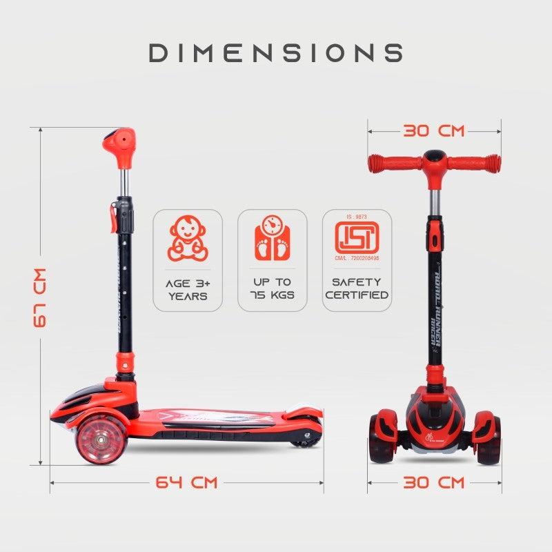 R for Rabbit Road Runner Racer Scooter - PU LED Wheels, 4 Level Height Adjustment, Anti Slip Deck